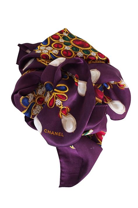 vintage chanel scarves|chanel silk scarves floral jewels.